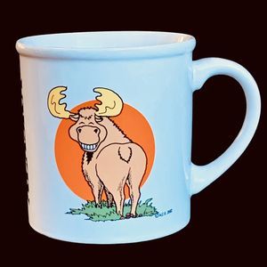 1982 A.C.E. ALASKA Moose Mug Poop Coffee Cup Someone Made Mark in Field Funny